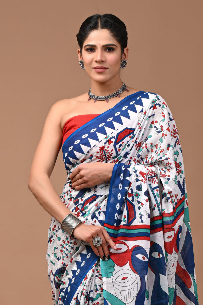Elegant Hand Block Printed Cotton Saree