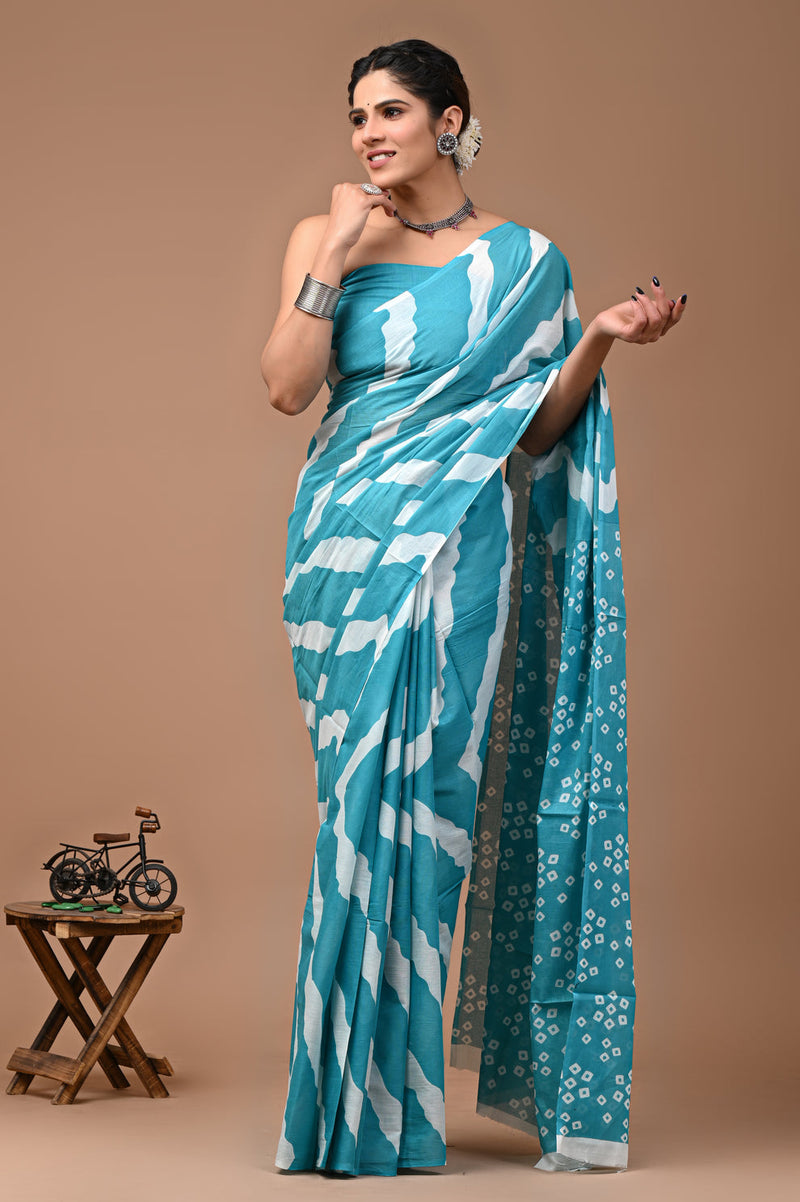 Elegant Hand Block Printed Cotton Saree