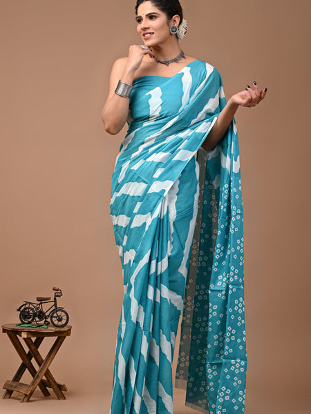 Elegant Hand Block Printed Cotton Saree