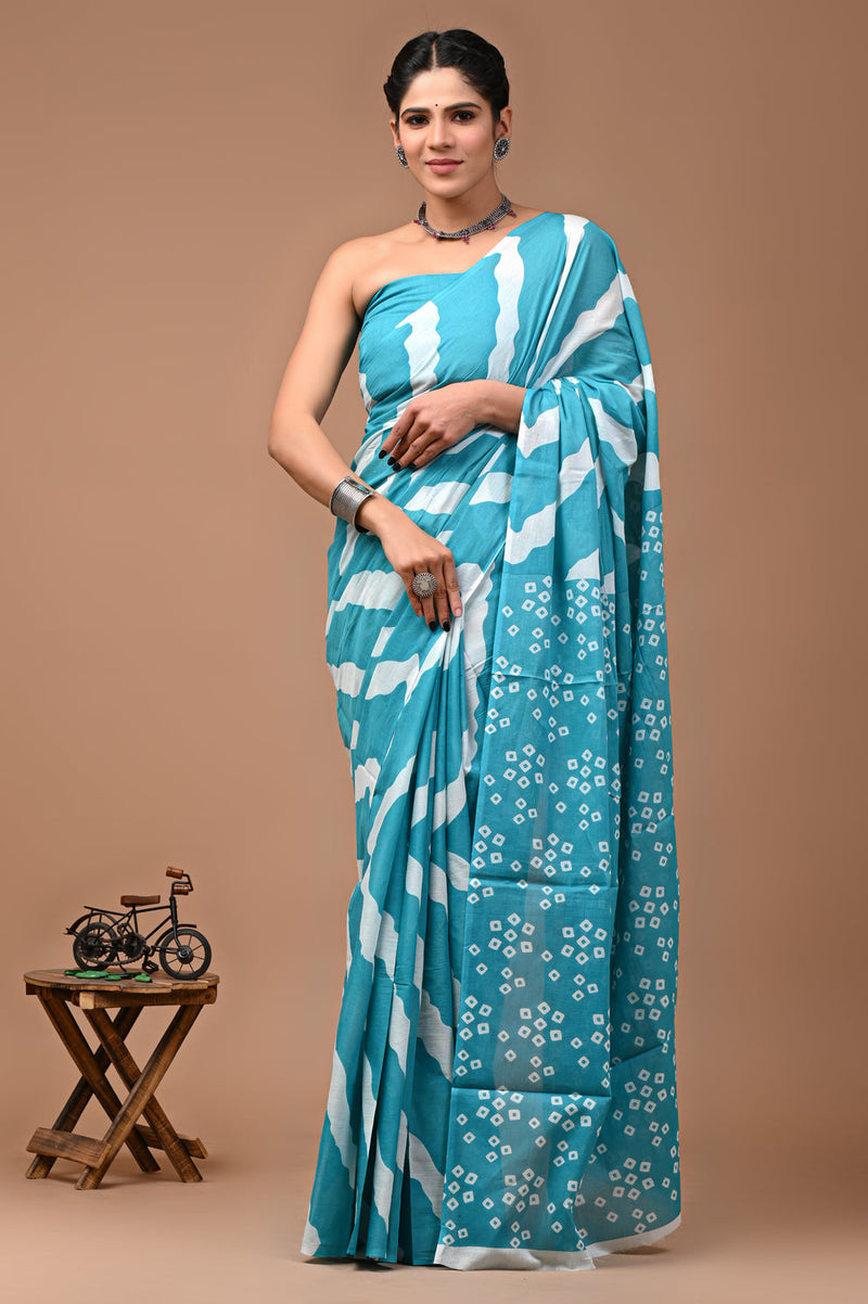 Elegant Hand Block Printed Cotton Saree