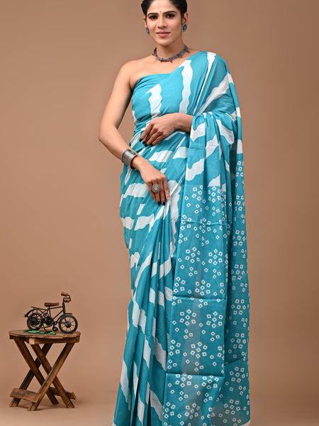Elegant Hand Block Printed Cotton Saree