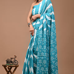 Elegant Hand Block Printed Cotton Saree