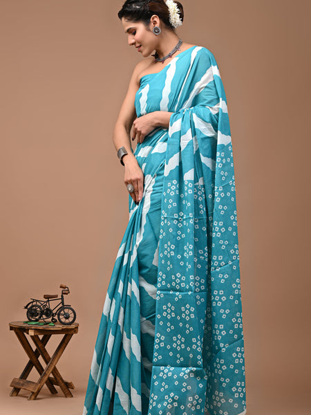 Elegant Hand Block Printed Cotton Saree