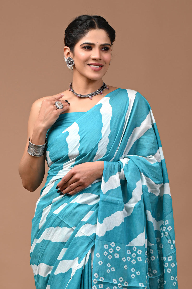 Elegant Hand Block Printed Cotton Saree