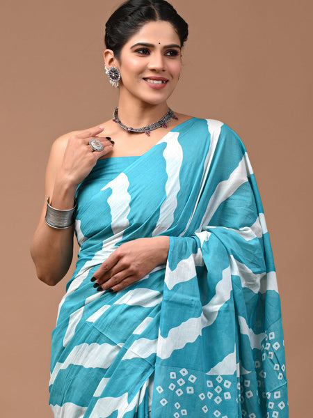 Elegant Hand Block Printed Cotton Saree
