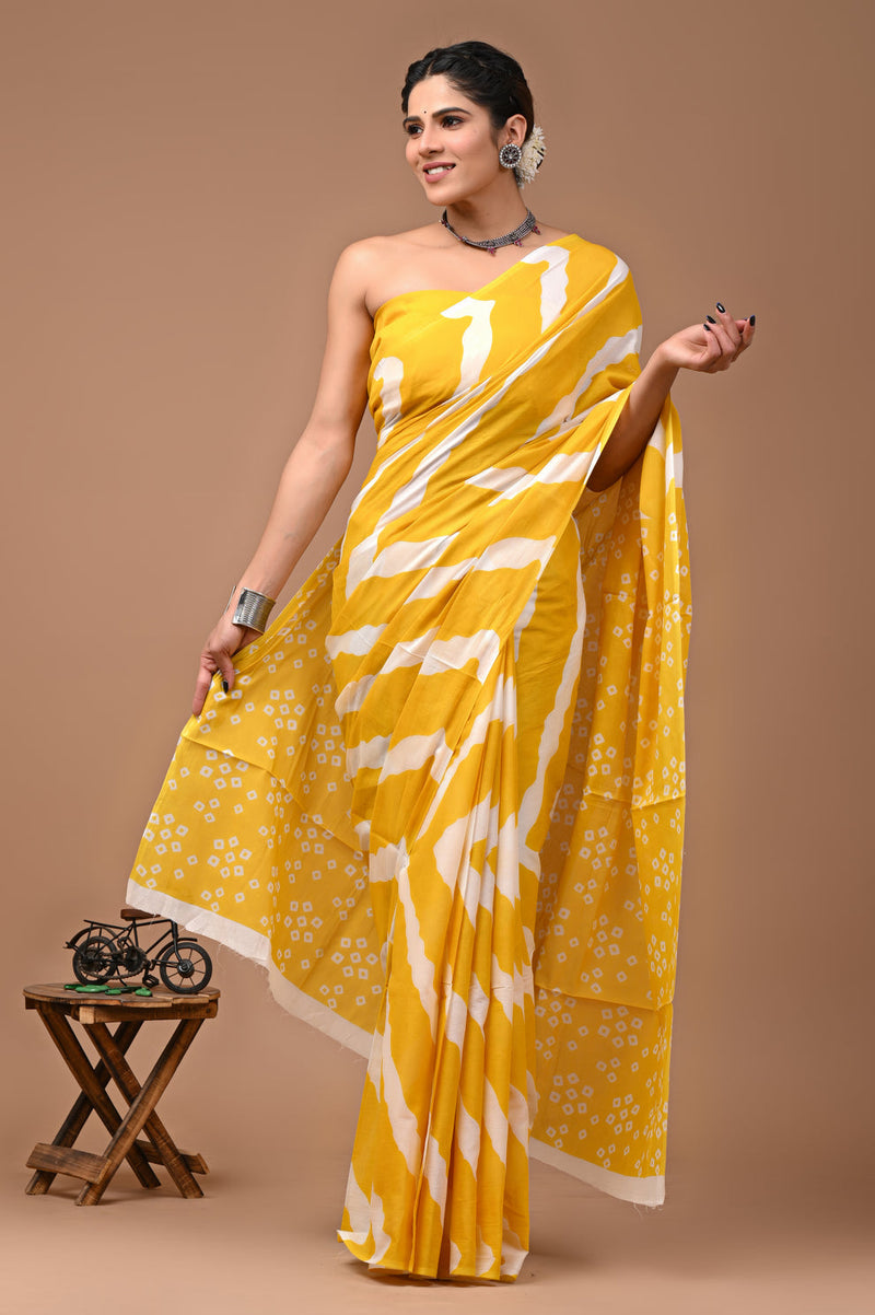 Elegant Hand Block Printed Cotton Saree