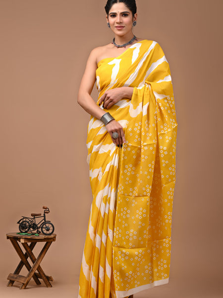 Elegant Hand Block Printed Cotton Saree