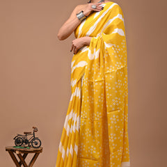Elegant Hand Block Printed Cotton Saree