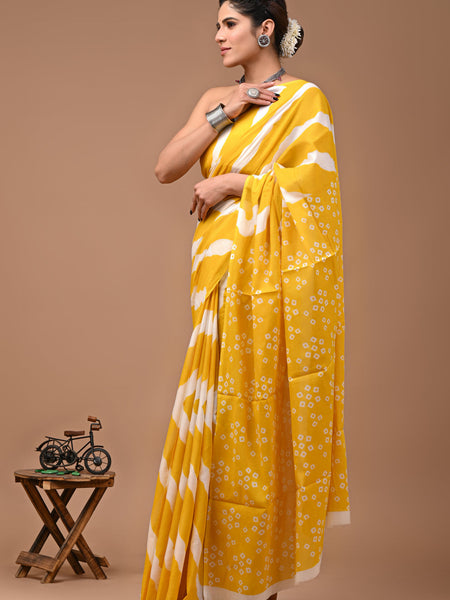 Elegant Hand Block Printed Cotton Saree
