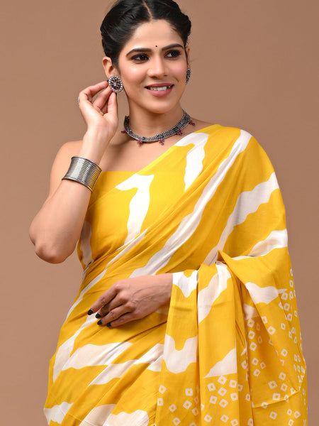 Elegant Hand Block Printed Cotton Saree