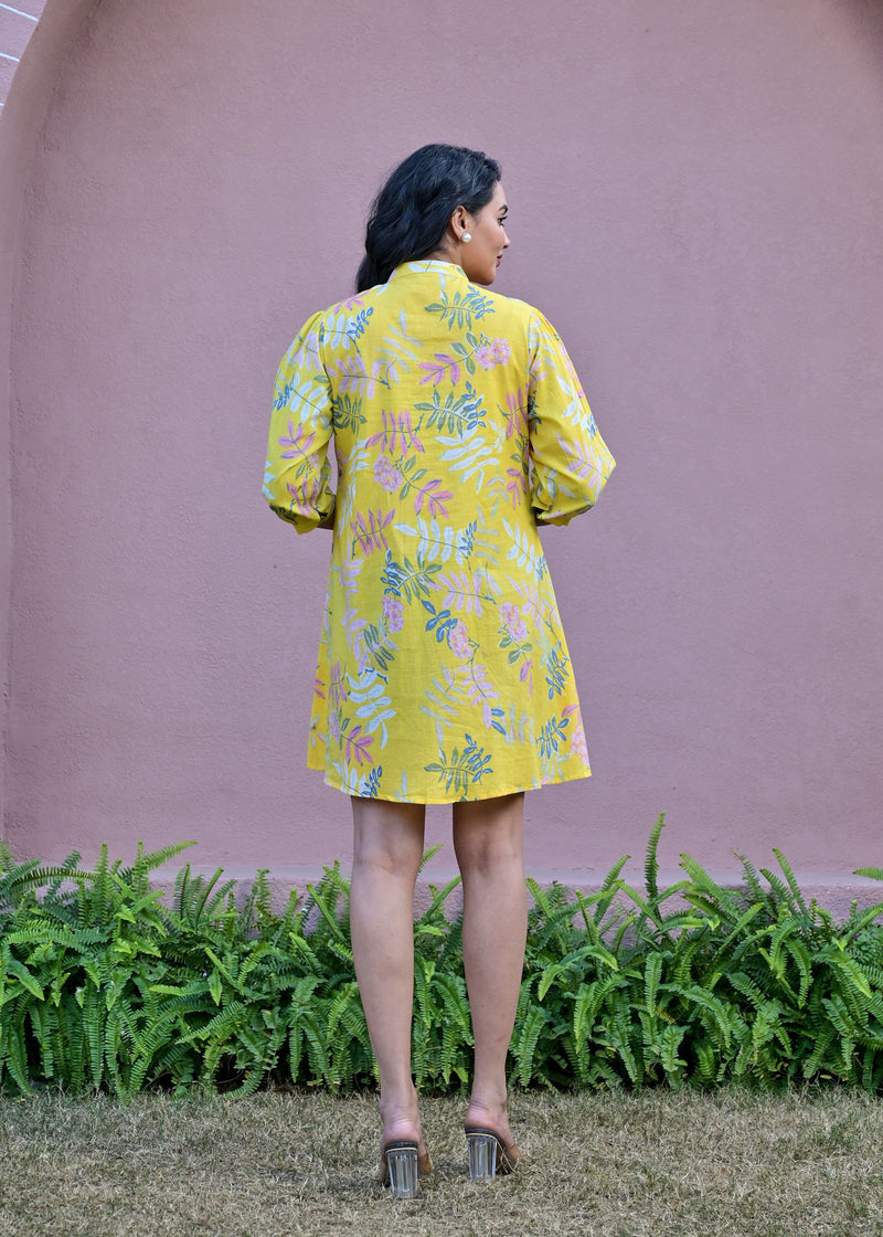 Balloon Yellow Short Dress