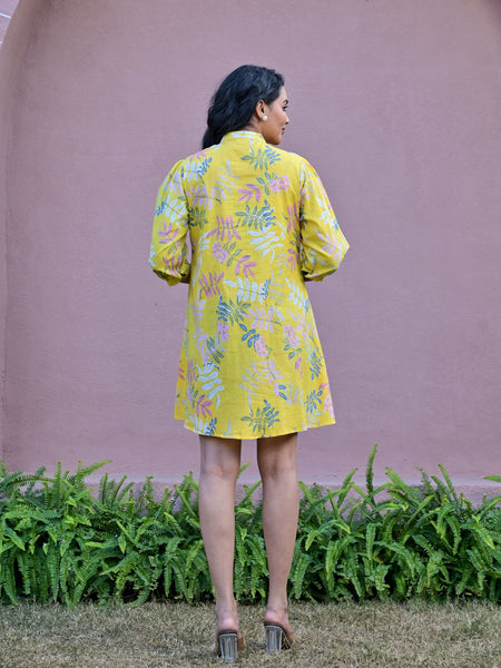 Balloon Yellow Short Dress