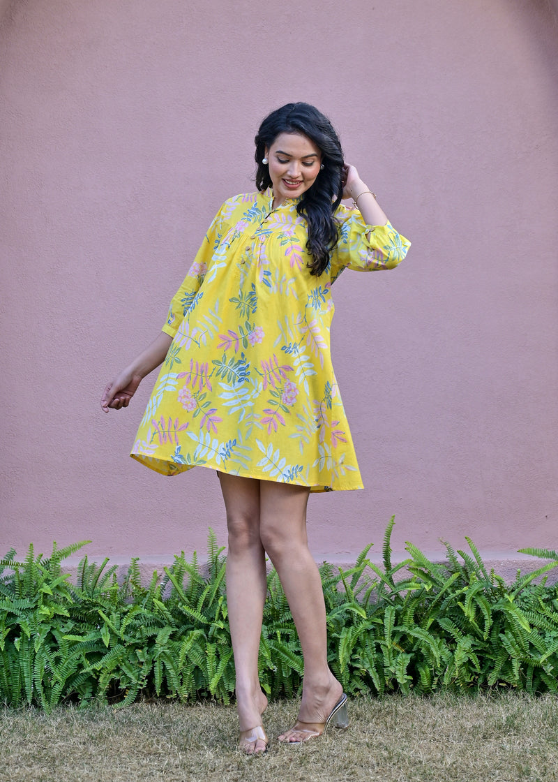 Balloon Yellow Short Dress