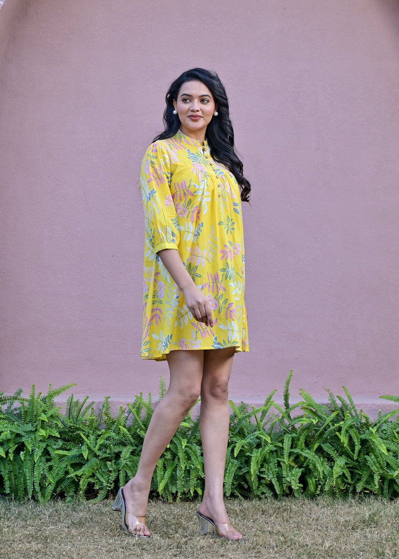Balloon Yellow Short Dress