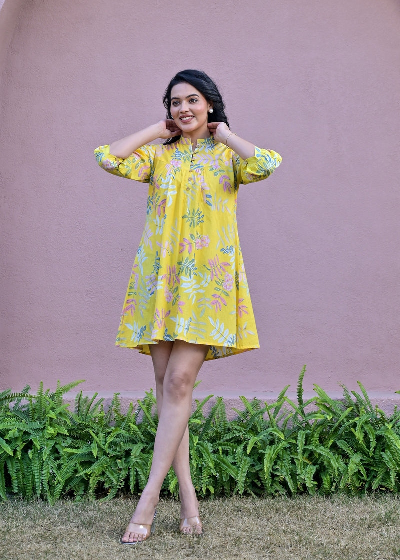 Balloon Yellow Short Dress