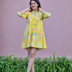 Balloon Yellow Short Dress