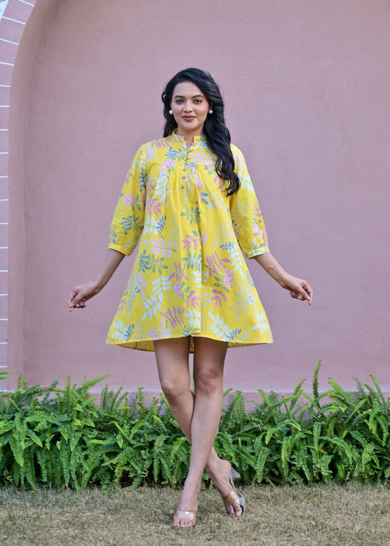 Balloon Yellow Short Dress