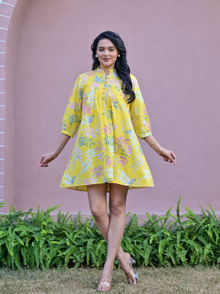 Balloon Yellow Short Dress