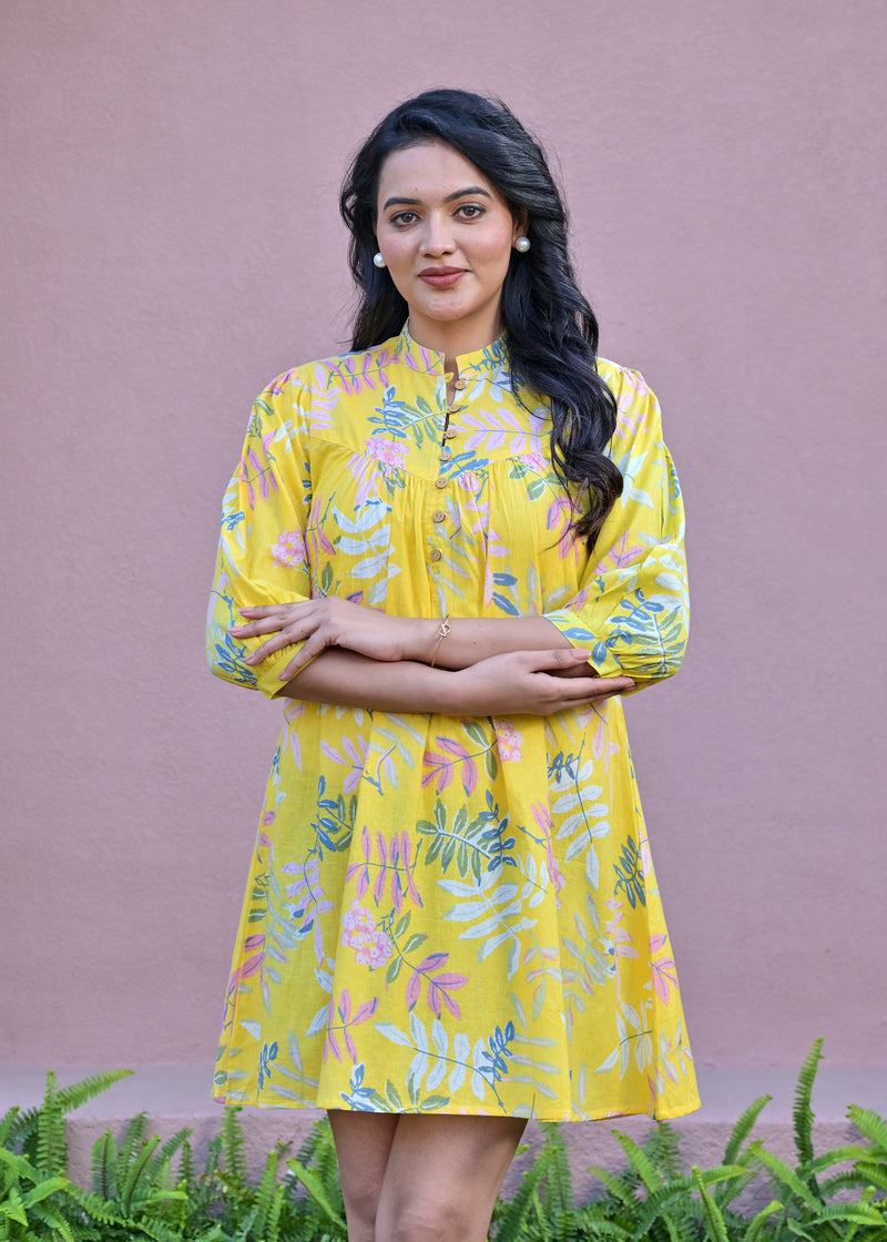 Balloon Yellow Short Dress