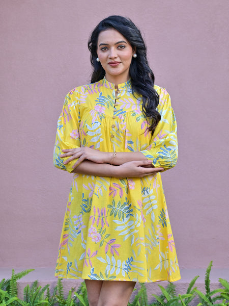 Balloon Yellow Short Dress