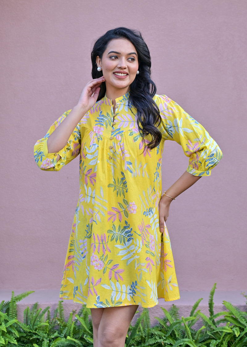 Balloon Yellow Short Dress