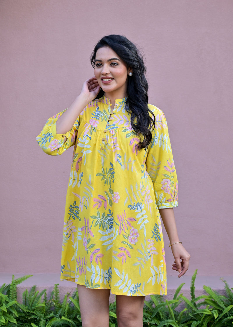 Balloon Yellow Short Dress