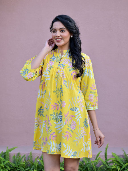 Balloon Yellow Short Dress