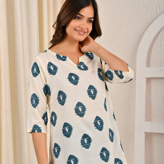 Women Printed Pure Cotton Straight Kurti