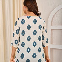 Women Printed Pure Cotton Straight Kurti