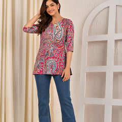 Women Printed Pure Cotton Straight Kurti