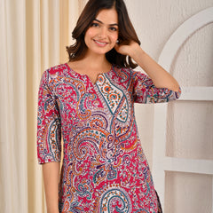 Women Printed Pure Cotton Straight Kurti