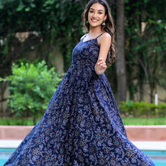 Roz Blue Anarkali Gown