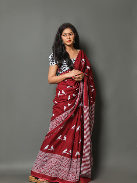 Elegant Hand Block Printed Cotton Saree
