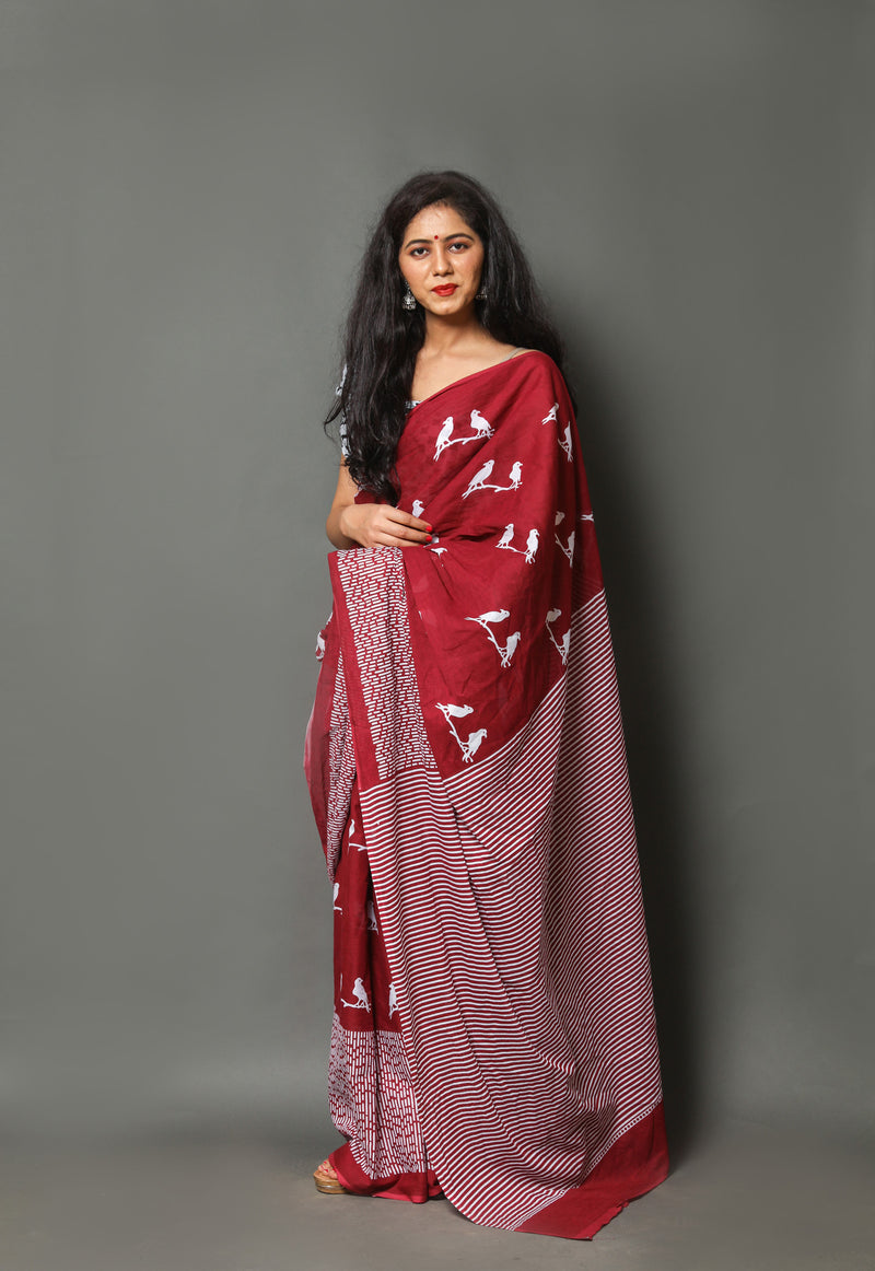 Elegant Hand Block Printed Cotton Saree