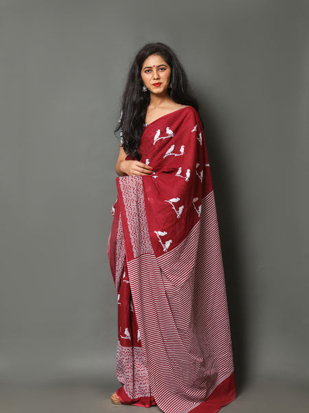 Elegant Hand Block Printed Cotton Saree
