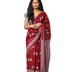 Elegant Hand Block Printed Cotton Saree