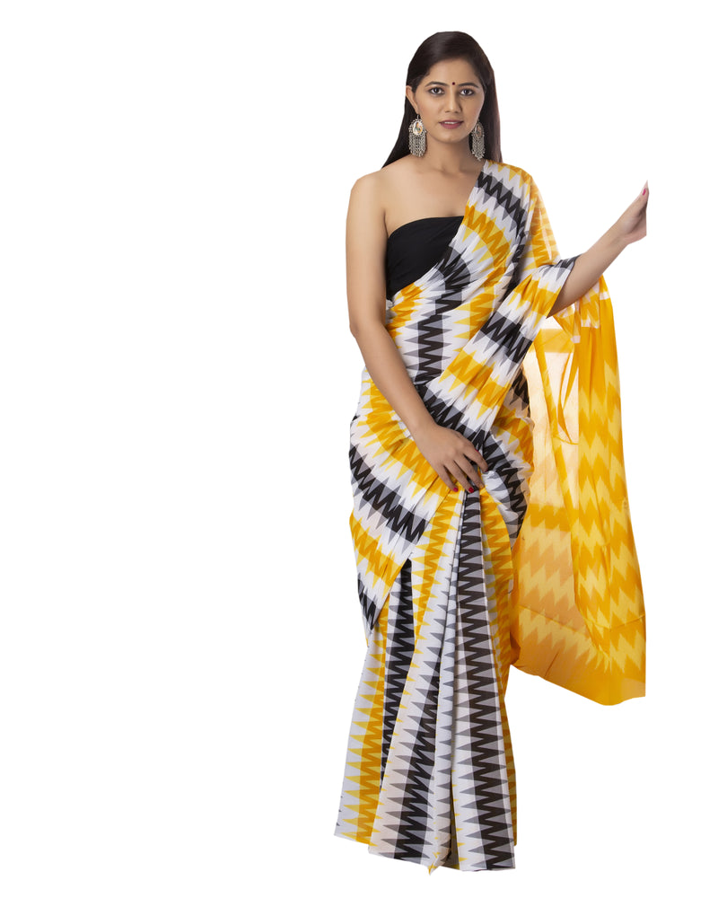 Elegant Hand Block Printed Cotton Saree