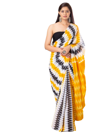 Elegant Hand Block Printed Cotton Saree