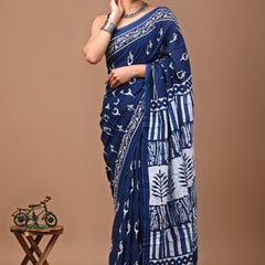 Elegant Hand Block Printed Cotton Saree