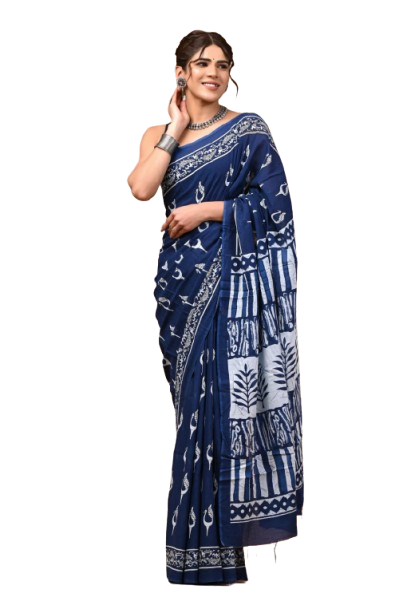 Elegant Hand Block Printed Cotton Saree
