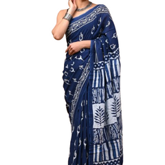Elegant Hand Block Printed Cotton Saree