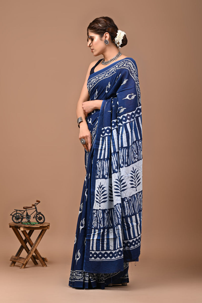 Elegant Hand Block Printed Cotton Saree