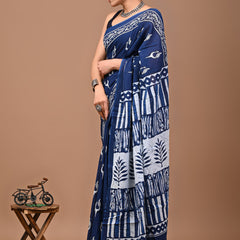 Elegant Hand Block Printed Cotton Saree
