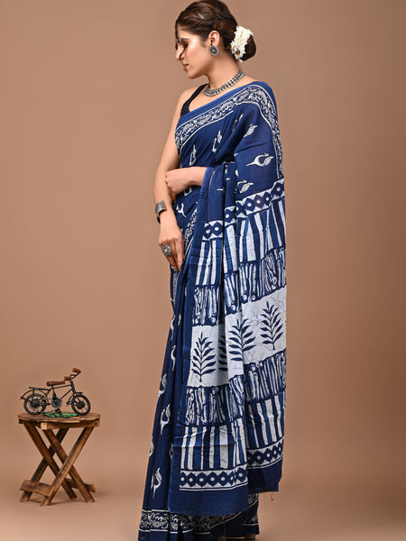 Elegant Hand Block Printed Cotton Saree