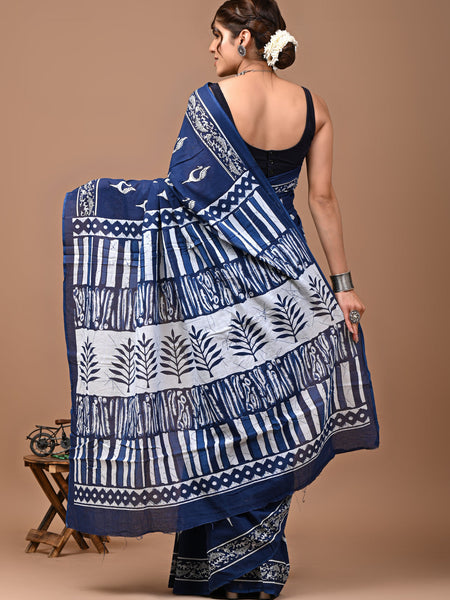 Elegant Hand Block Printed Cotton Saree