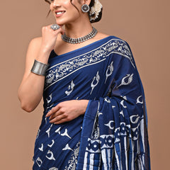 Elegant Hand Block Printed Cotton Saree