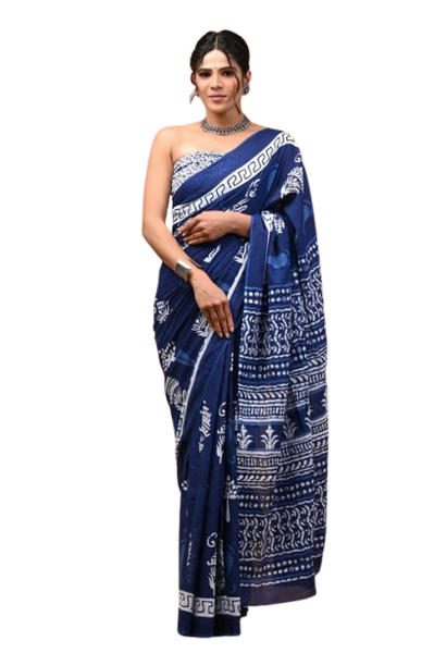 Elegant Hand Block Printed Cotton Saree