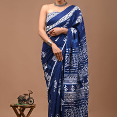 Elegant Hand Block Printed Cotton Saree