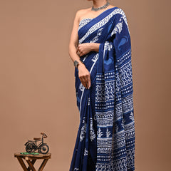 Elegant Hand Block Printed Cotton Saree