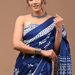 Elegant Hand Block Printed Cotton Saree